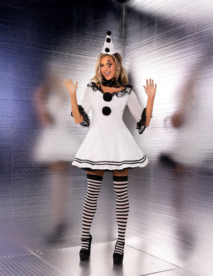 Секси женски бели костюм на Пиеррот