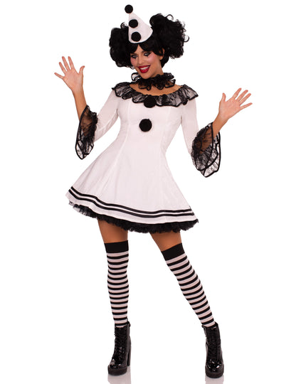 Секси женски бели костюм на Пиеррот