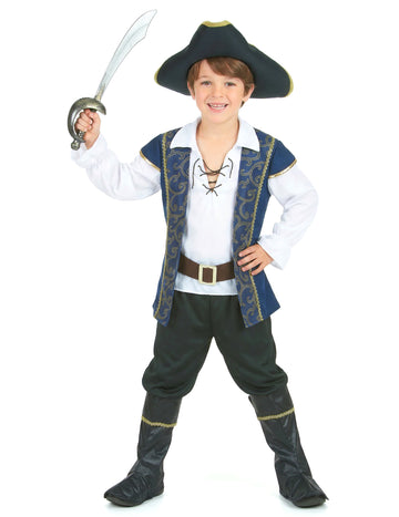 Синьо -бял пиратски костюм