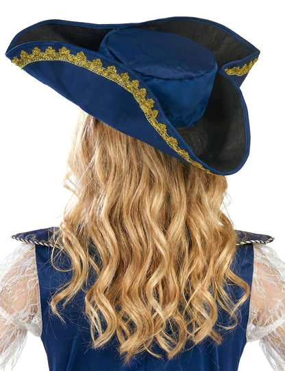 Vue de dos du chapeau du déguisement de pirate pour fille