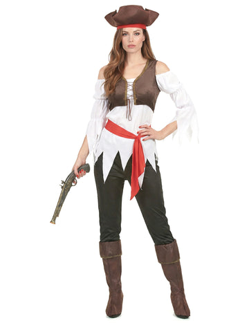 Кафяво и бяло пиратско прикриване на жена