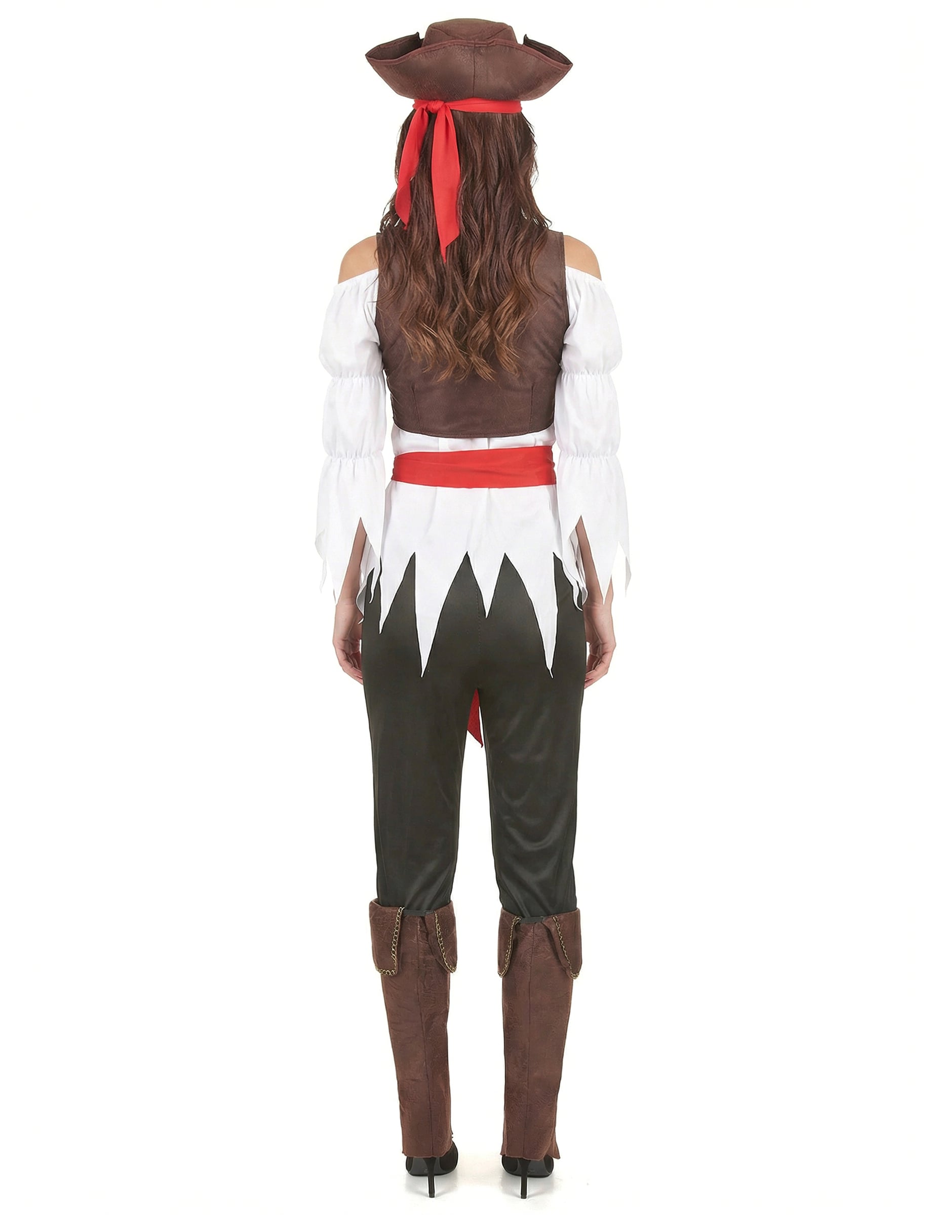 Vue de dos du déguisement de pirate pour femme