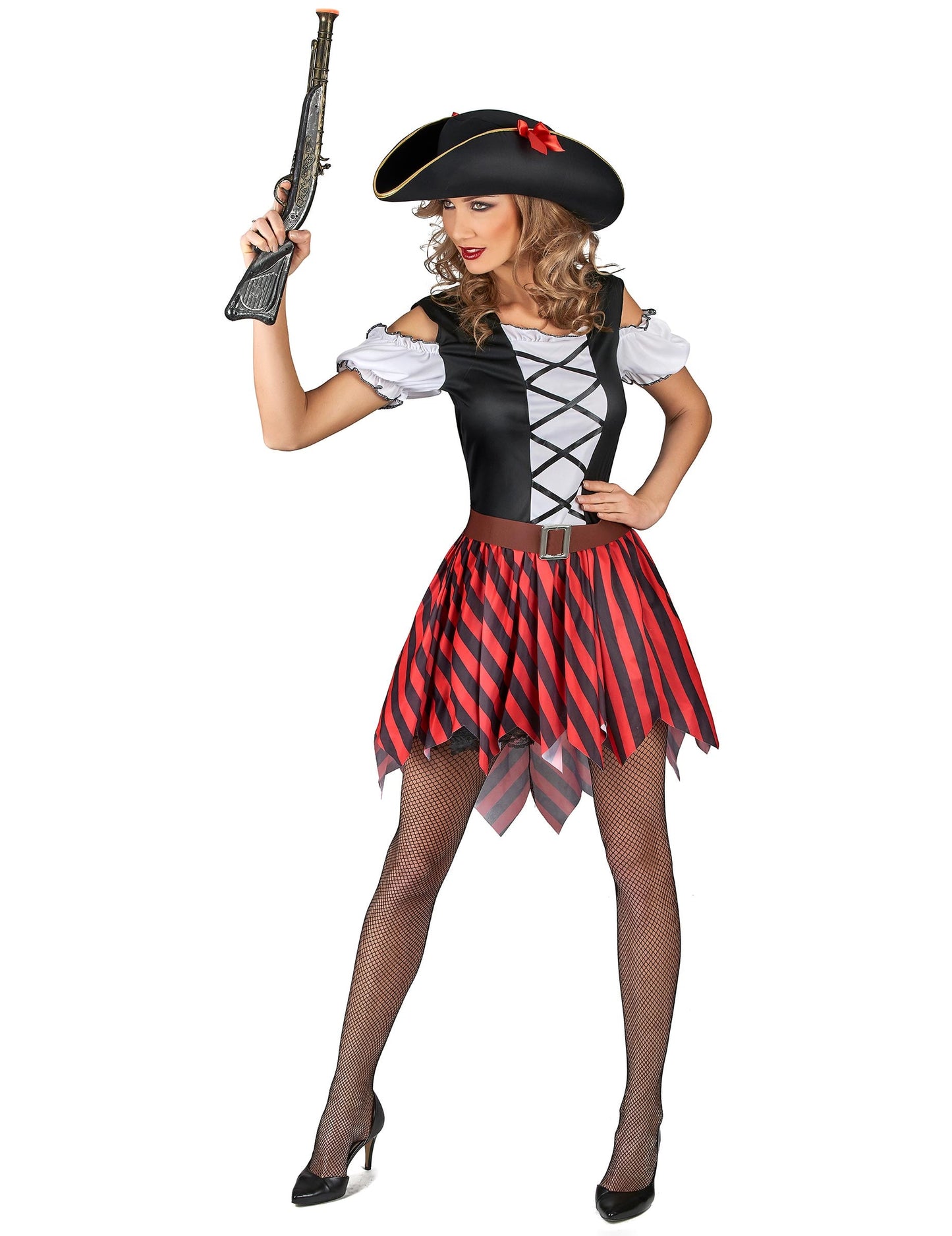 Vue avec pistolet pirate du déguisement de pirate pour femme