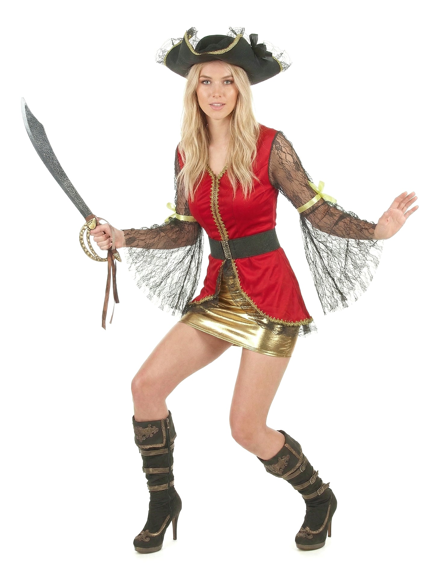 Червен и златен пиратски костюм жена