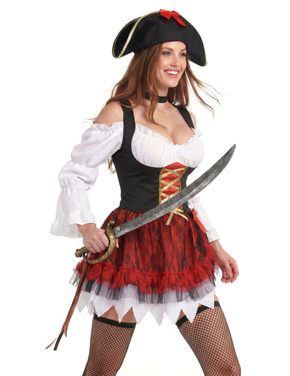 Vue de trois-quarts du déguisement pirate sexy pour femme