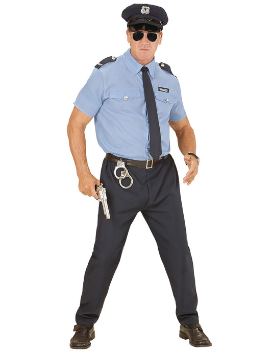 Déguisement de policier pour homme bleu avec casquette et cravate