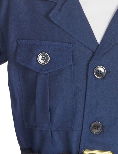 Détail de la poche et des boutons du déguisement policier luxe pour garçon