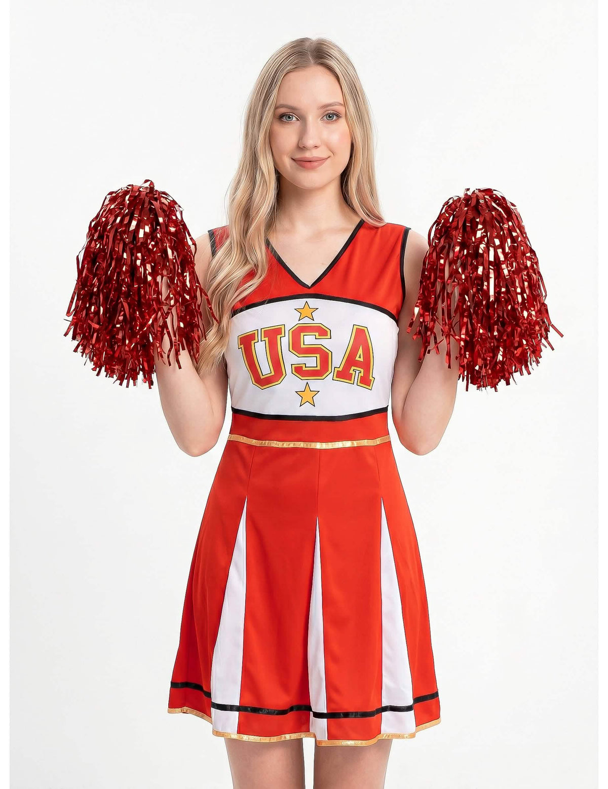 Déguisement pompom girl USA rouge femme