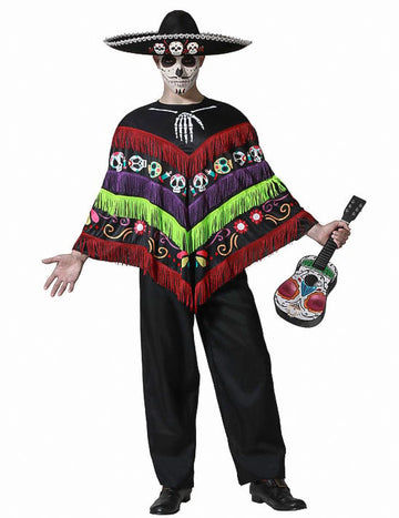 Poncho Skeleton Dia de Los Muertos прикриване на възрастни
