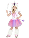 Déguisement Princesse Licorne pour fille blanc rose et violet avec tutu et capuche à corne