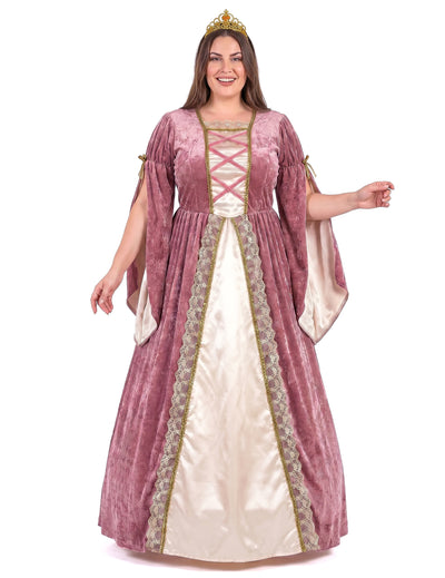 Déguisement princesse médiévale rose et blanche grande taille femme