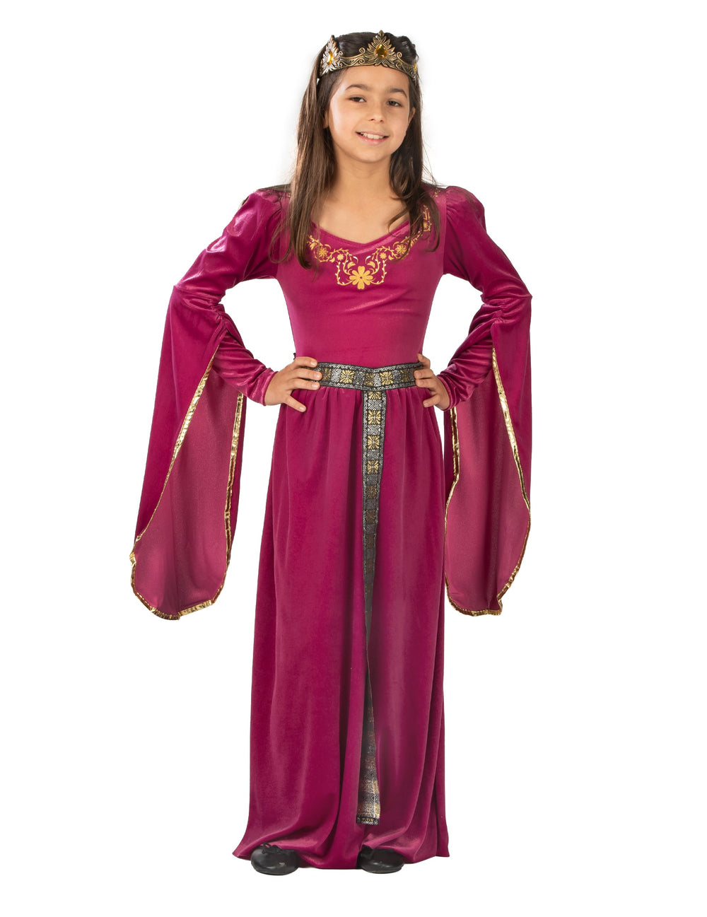Vue de face du déguisement de princesse médiévale pour fille