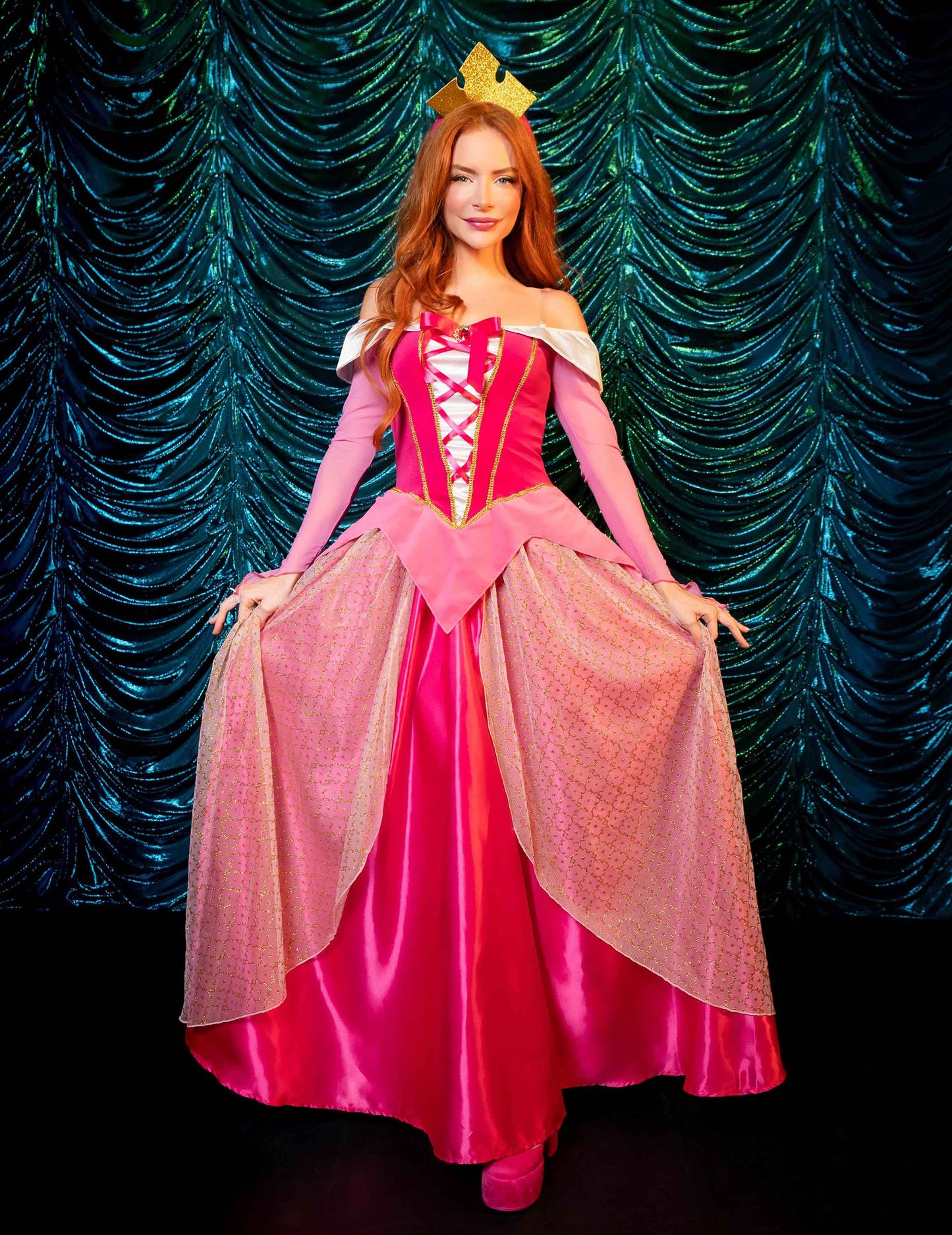 Луксозен розов костюм на принцеса за жени