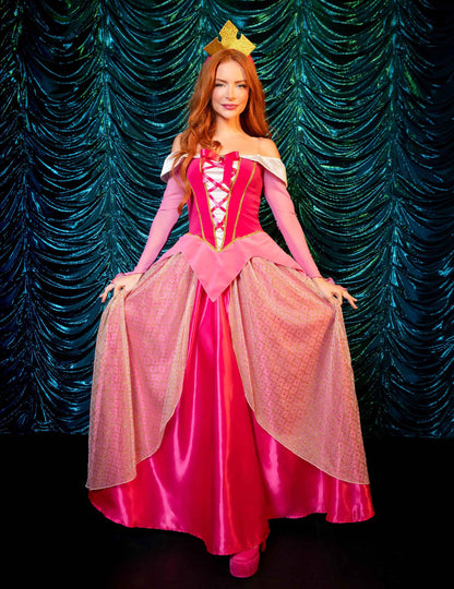 Луксозен розов костюм на принцеса за жени