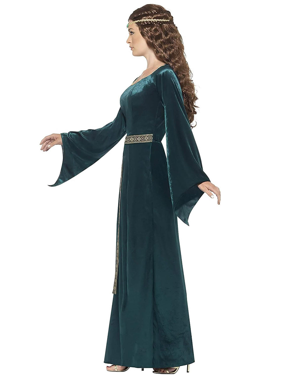 Vue de profil du déguisement de reine médiévale pour femme