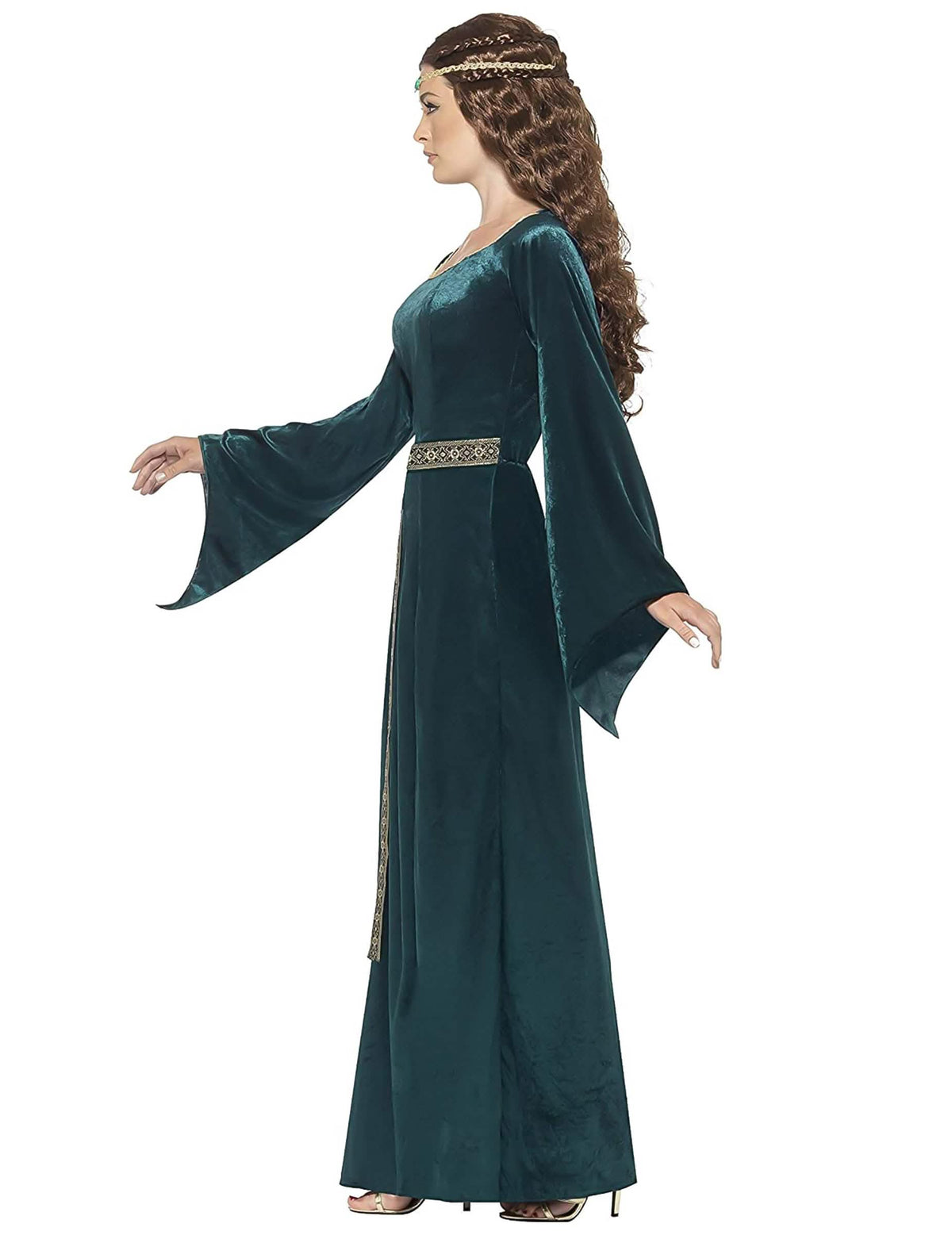 Vue de profil du déguisement de reine médiévale pour femme