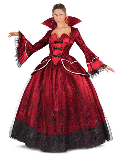 Déguisement reine vampire luxe pour femme rouge et noir