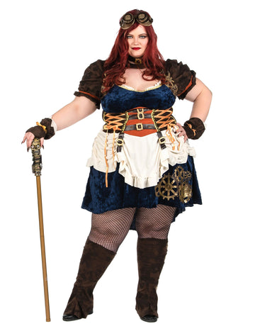 Футуристична ретро прикрий steampunk с голям размер жена