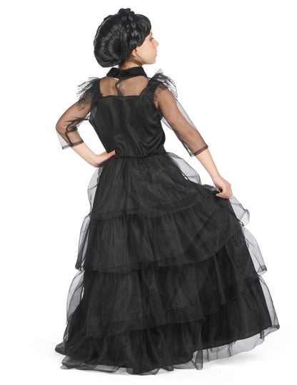 Vue de dos du déguisement robe de bal gothique