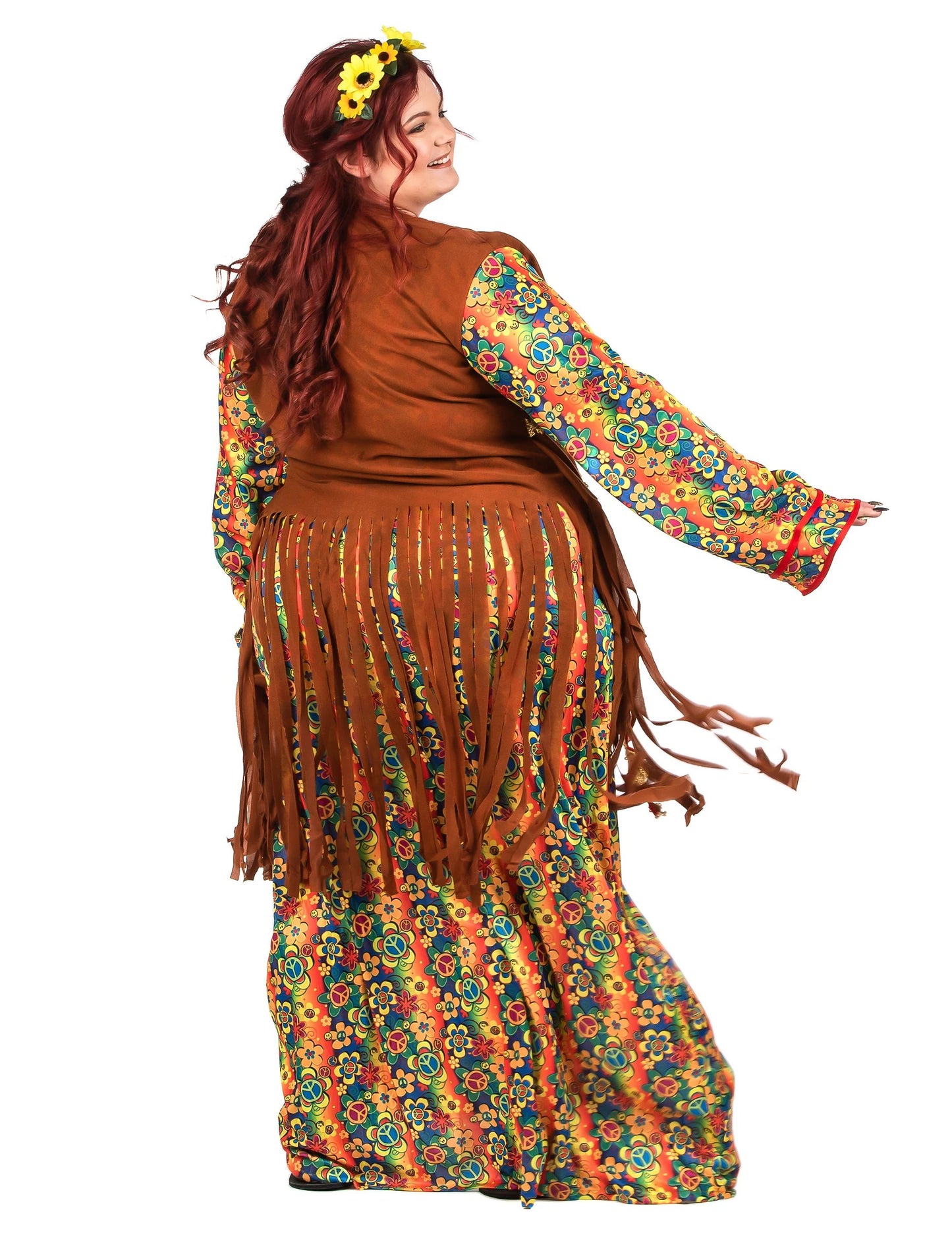 Костюм за дълги хипи рокли с ресни плюс размер за жени