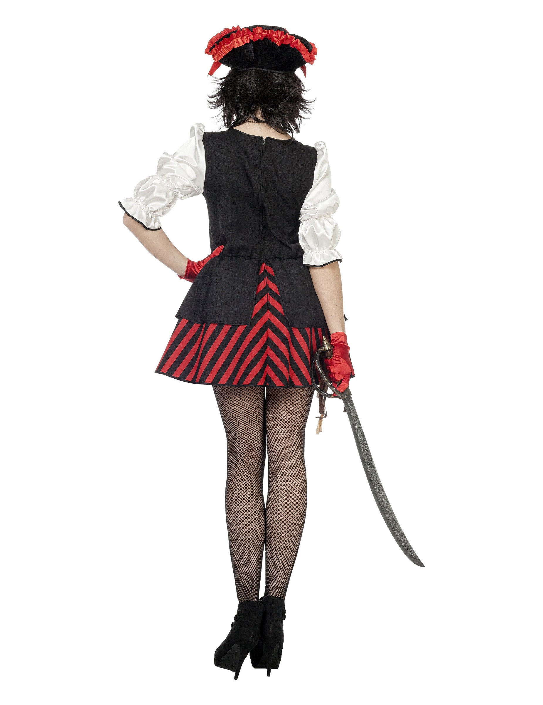 Vue de dos du déguisement robe pirate pour femme