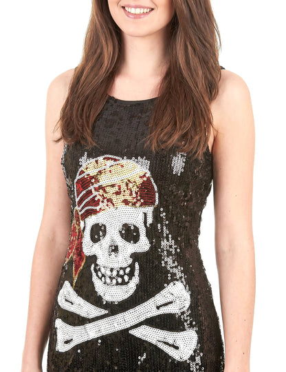 Déguisement Robe sequins tête de mort