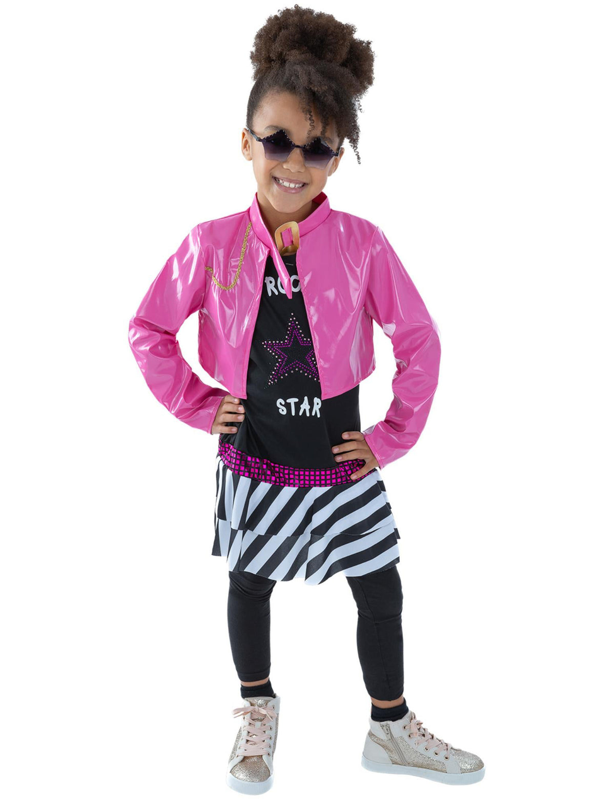Vue de face du déguisement rock star pour fille