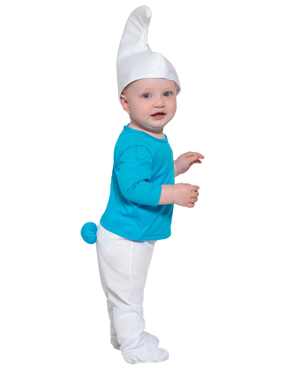 Vue de profil du déguisement de Schtroumpf pour bébé