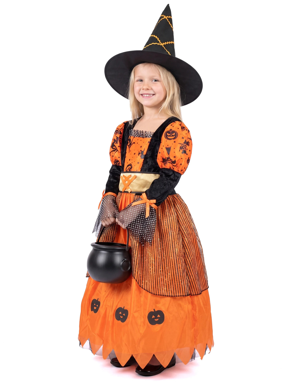 Déguisement duo de sorcière orange mère et fille Halloween