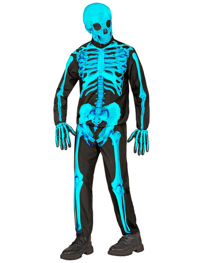 Детски неоново син костюм на скелет