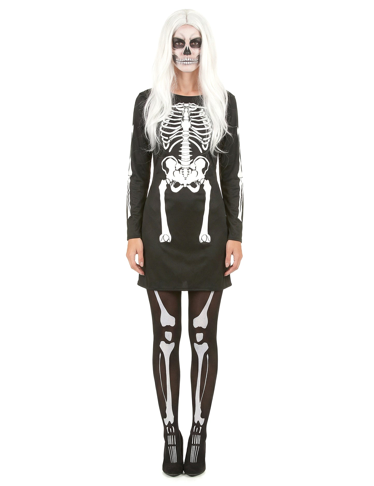 Déguisement squelette pour femme Halloween noir et blanc