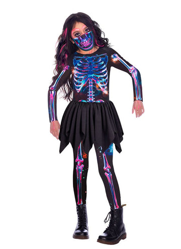 Неонов скелет костюм в рециклирана тъкан момиче