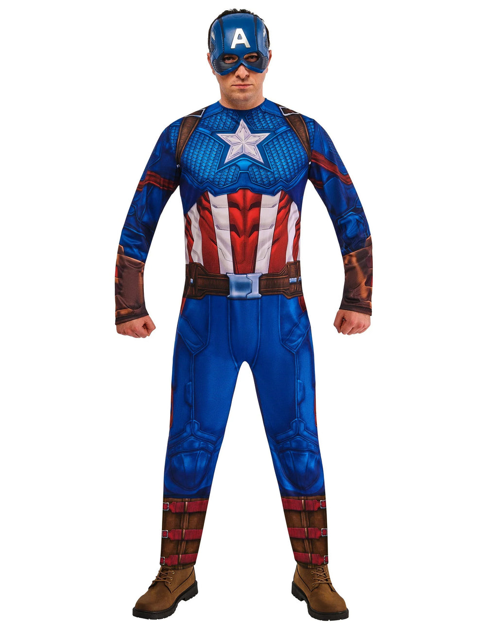 Déguisement Marvel Captain America pour homme bleu et rouge avec masque