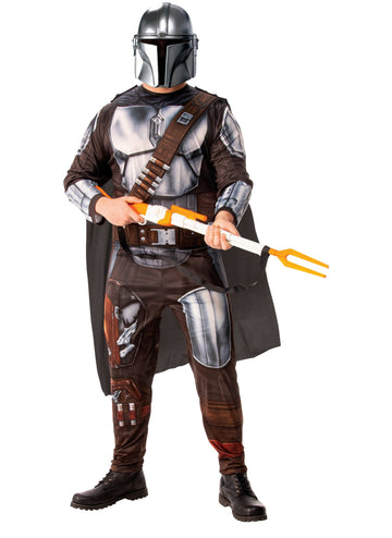 Дегизировка Star Wars - The Mandalorian за възрастни в кафяво и сиво с пелерина и маска