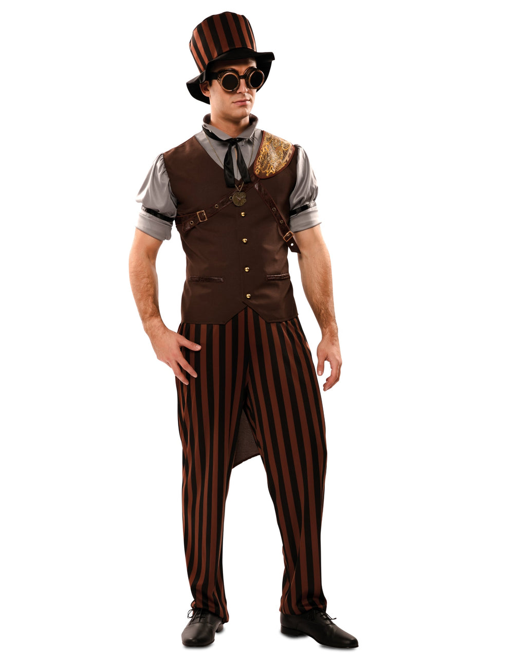 Vue de face du déguisement steampunk pour homme