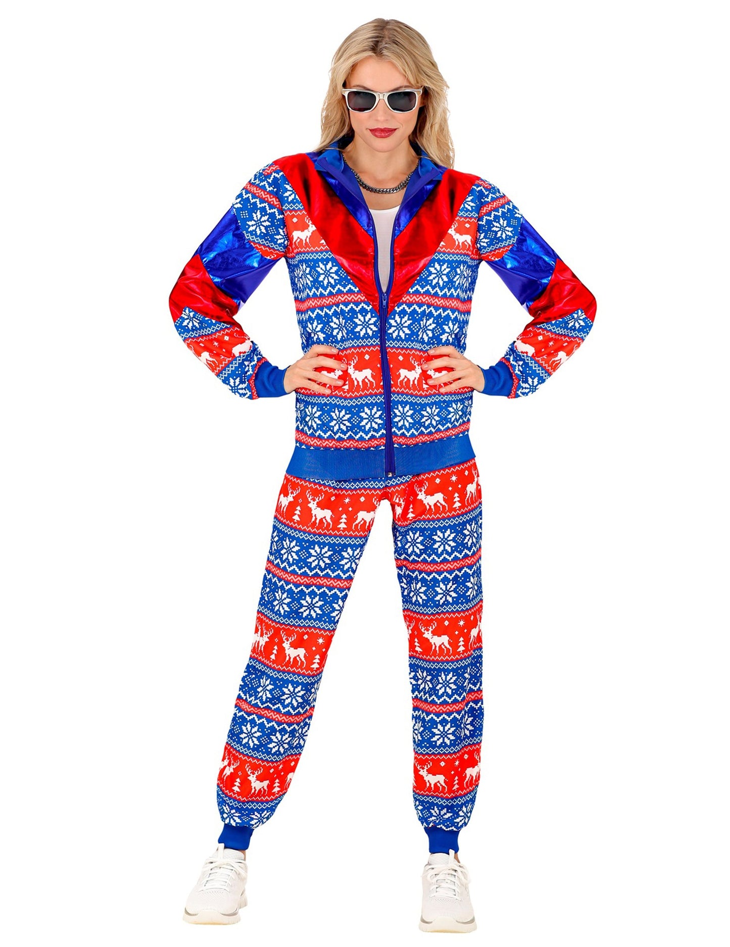 Коледен анцуг за възрастни в синьо и червено