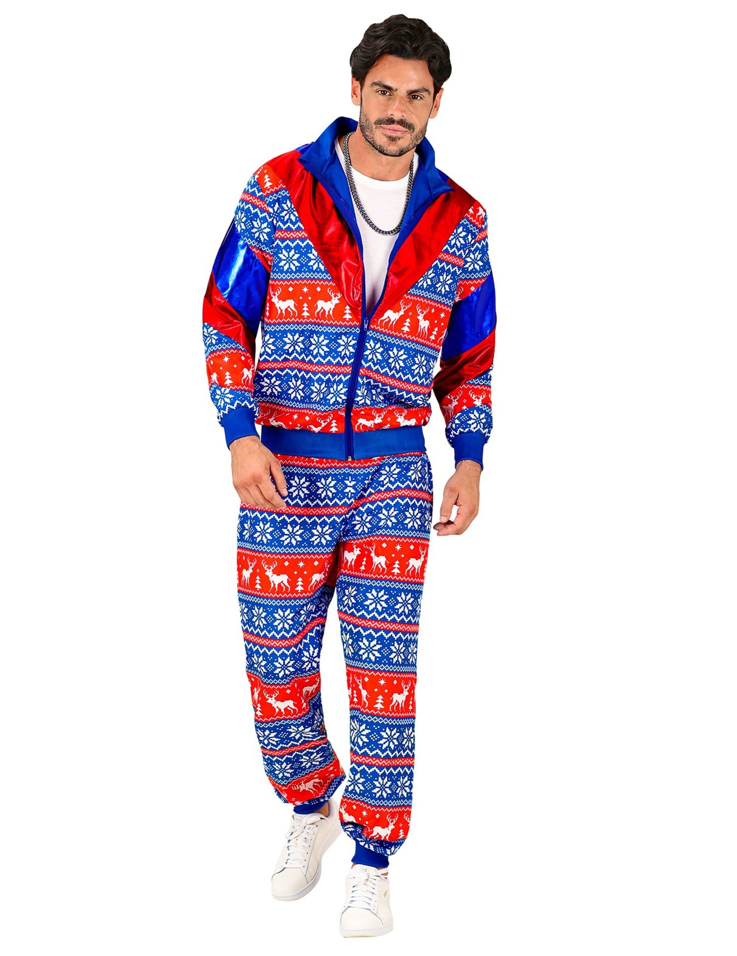 Коледен анцуг за възрастни в синьо и червено