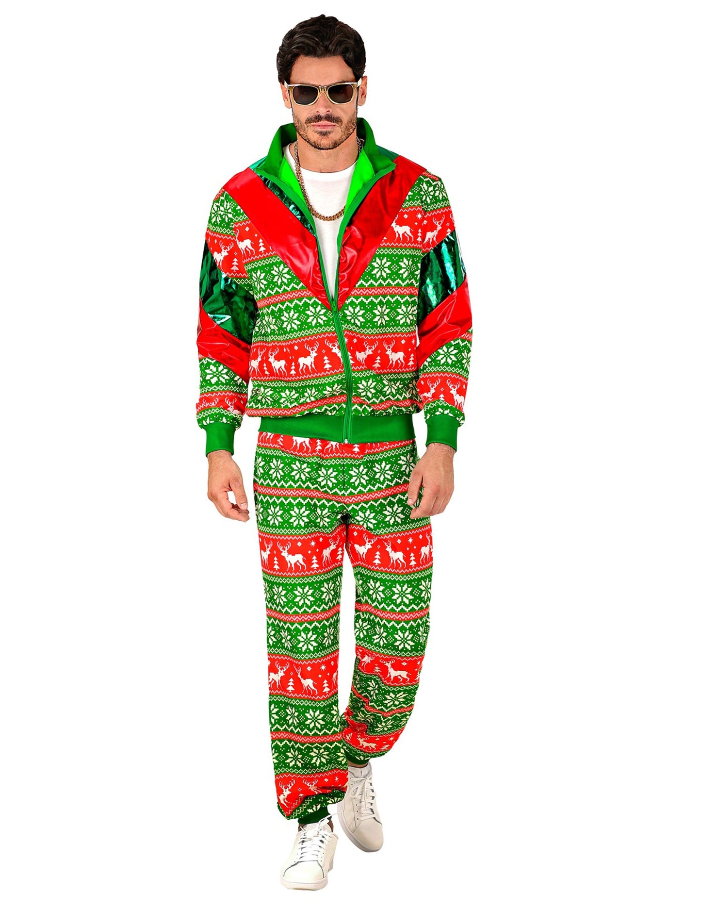 Коледен анцуг за възрастни в зелено и червено