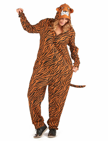 Vue de face du déguisement de tigre pour femme