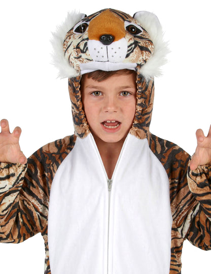 Gros plan sur le haut du déguisement tigre réaliste