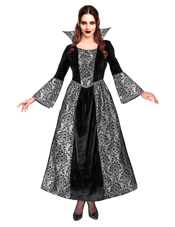 Женски черен и сребърен бароков костюм