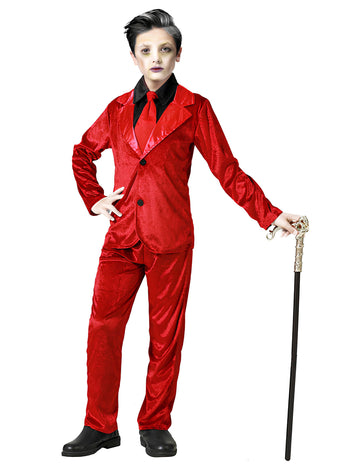 Елегантен костюм на червен вампир за деца