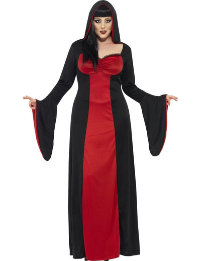 Vue de face du déguisement de vampire pour femme