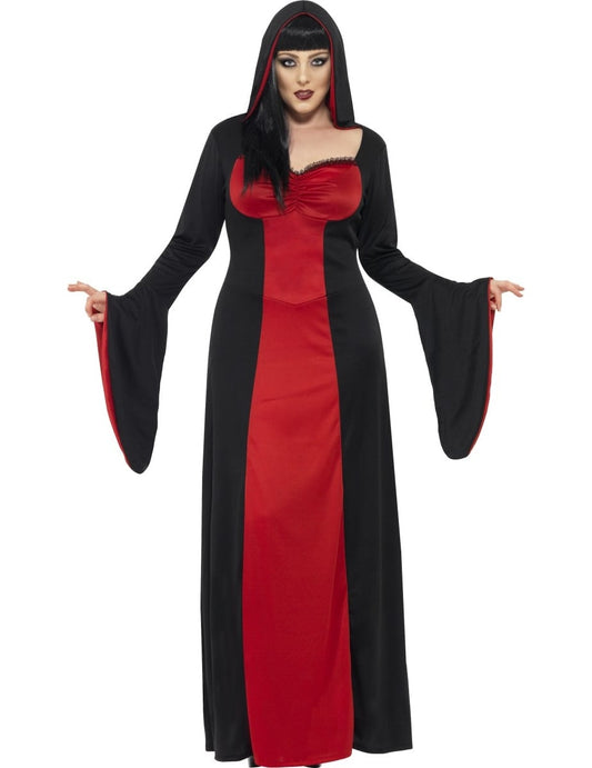 Vue de face du déguisement de vampire pour femme
