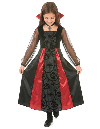 Vue d'ensemble du déguisement vampire satiné pour fille