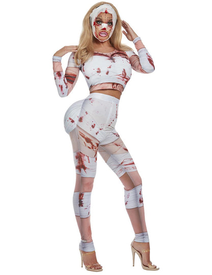Vue de profil du déguisement de zombie chirurgie esthétique