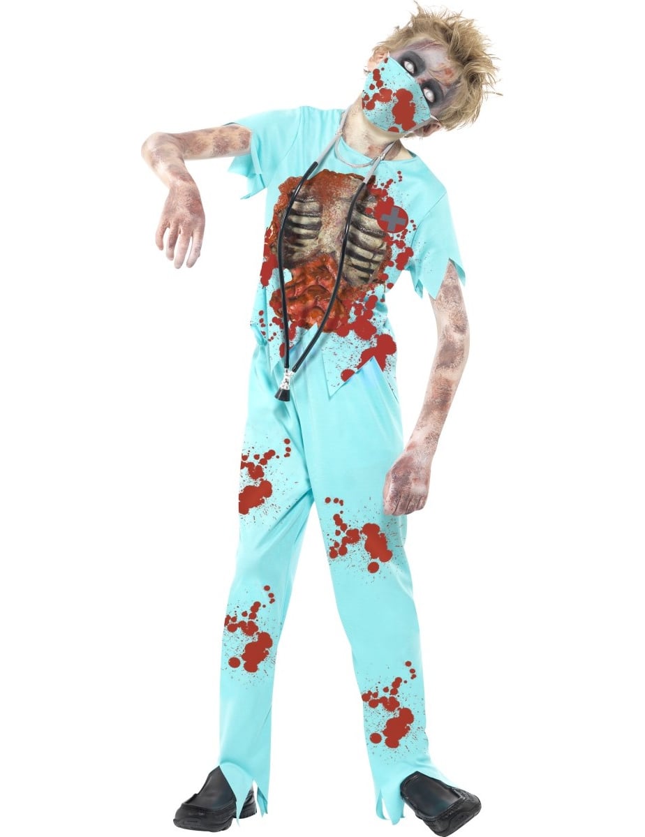 Vue de face du déguisement docteur zombie pour enfant