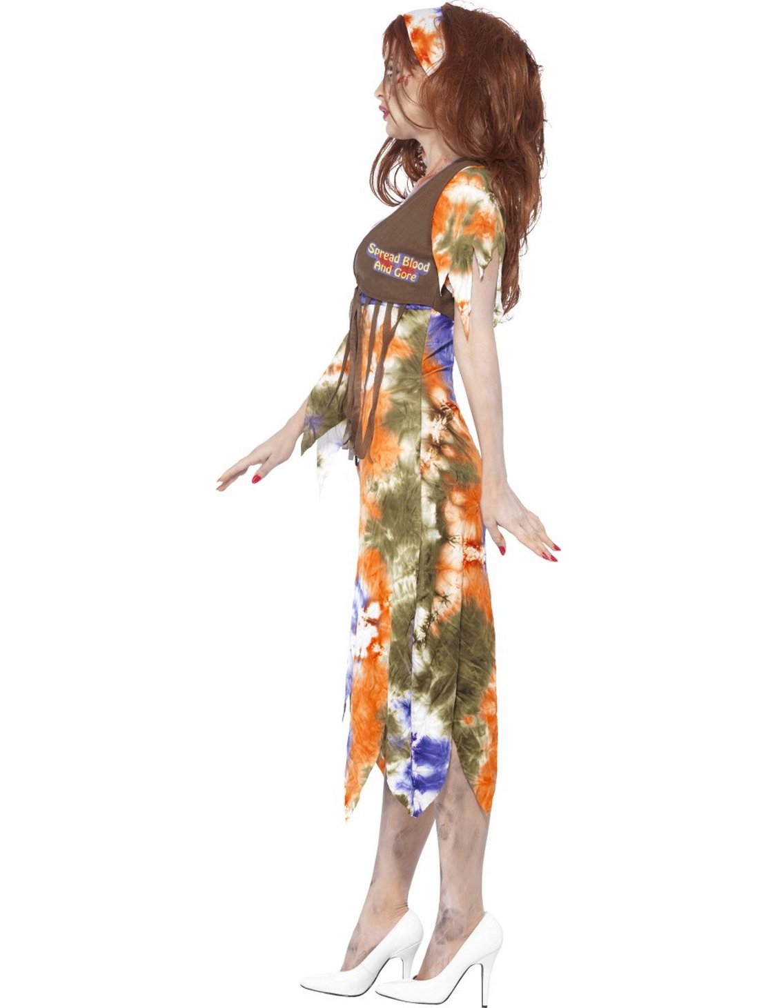 Профилна гледка на хипи зомби костюма за жени