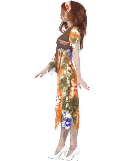 Профилна гледка на хипи зомби костюма за жени