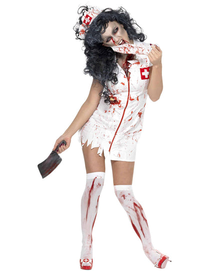 Кървав нож и аксесоари за костюма зомби медицинска сестра за жени